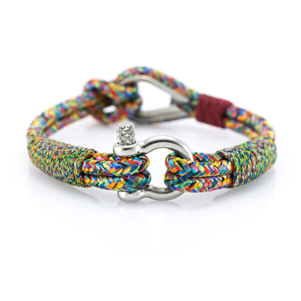 Maritimes Armband aus Segeltau, handgemacht, für Damen, mit Edelstahl Schäkel-Verschluss 3mm CNB#719 – Bild 2