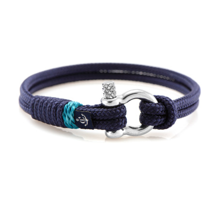 Maritimes Armband aus Segeltau, handgemacht, für Damen und Herren, mit Edelstahl Schäkel-Verschluss 3mm CNB #0815