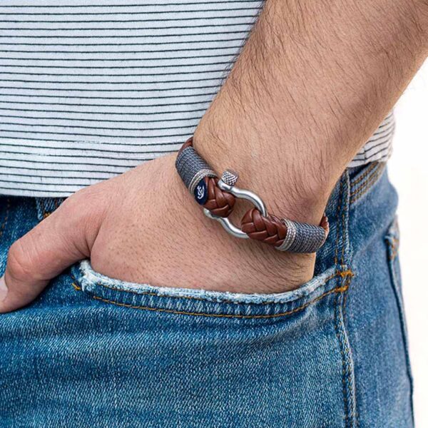 Maritimes Armband aus Leder, handgemacht, für Damen und Herren, mit Edelstahl Verschluss 4mm CNJ #10019 – Bild 3