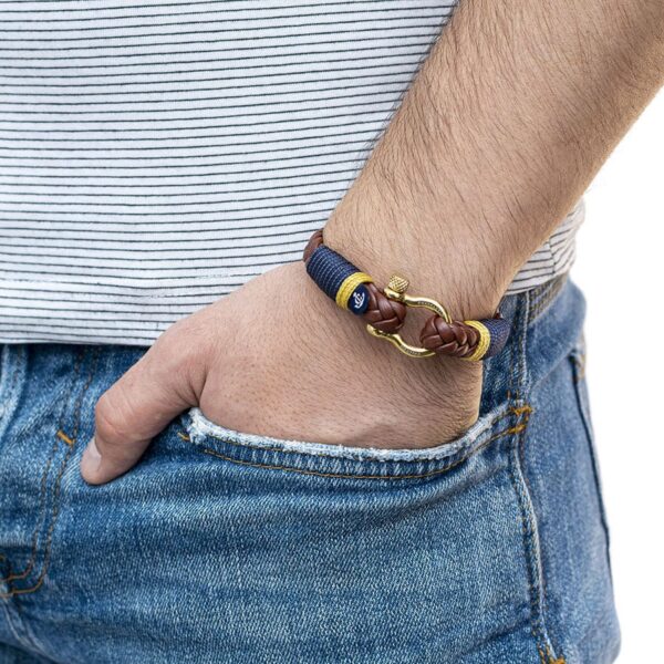 Maritimes Armband aus Leder, handgemacht, für Damen und Herren, mit Edelstahl Verschluss 4mm CNJ #10020