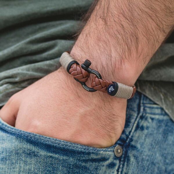 Maritimes Armband aus Leder, handgemacht, für Damen und Herren, mit Edelstahl Verschluss 4mm CNJ #10023 – Bild 3