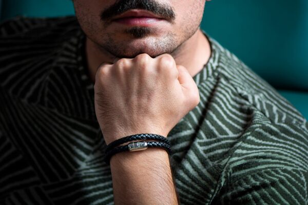 Maritimes Armband aus Leder, handgemacht, für Herren, mit Magnetverschluss aus Edelstahl CNJ #10048