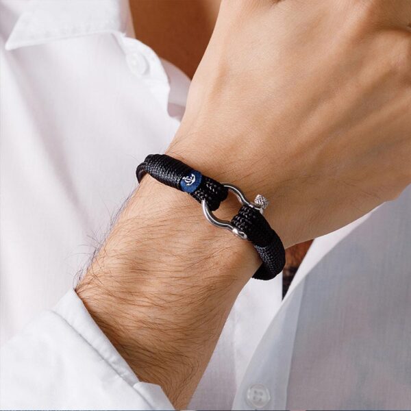 Maritimes Armband aus Segeltau, handgemacht, für Damen und Herren, mit Edelstahl Schäkel-Verschluss 4mm CNB #3053 – Bild 3