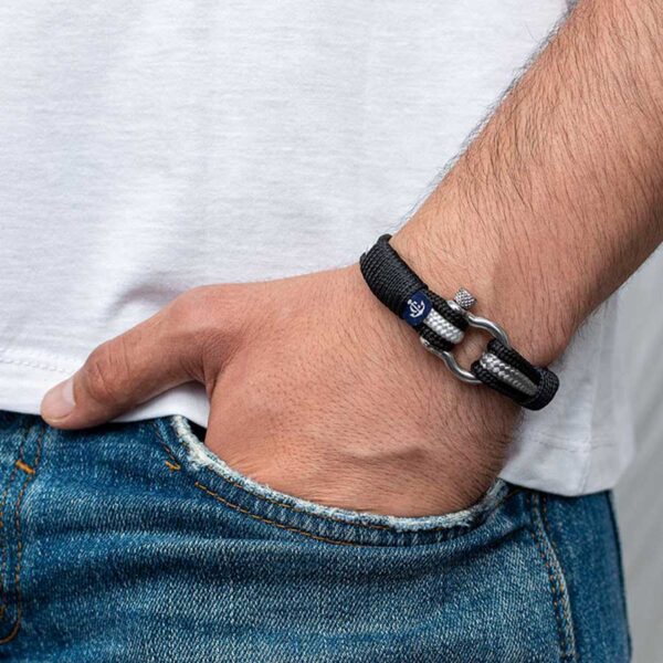 Maritimes Armband aus Segeltau, handgemacht, für Damen und Herren, mit Edelstahl Schäkel-Verschluss 4mm CNB #3076 – Bild 3