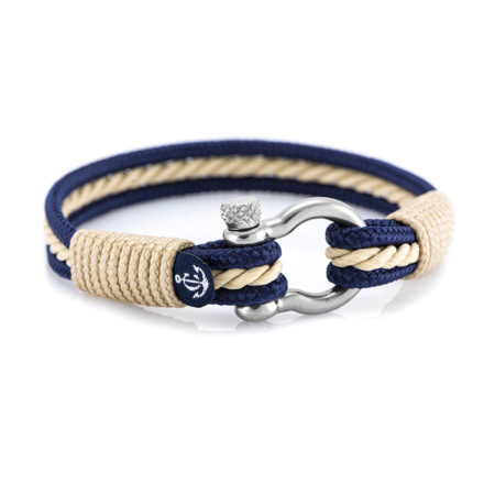 Maritimes Armband aus Segeltau, handgemacht, für Damen und Herren, mit Edelstahl Schäkel-Verschluss 4mm CNB #4011