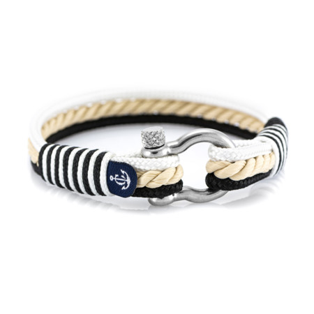 Maritimes Armband aus Segeltau, handgemacht, für Damen und Herren, mit Edelstahl Schäkel-Verschluss 4mm CNB #4038