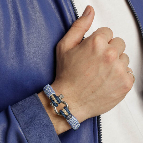 Maritimes Armband aus Segeltau, handgemacht, für Damen und Herren, mit Edelstahl Schäkel-Verschluss 4mm CNB #4058 – Bild 3