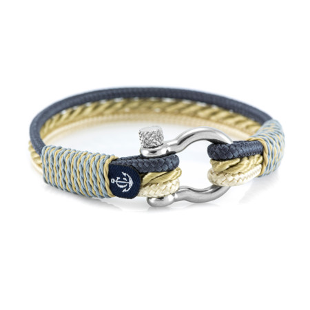 Maritimes Armband aus Segeltau, handgemacht, für Damen und Herren, mit Edelstahl Schäkel-Verschluss 4mm CNB #4063