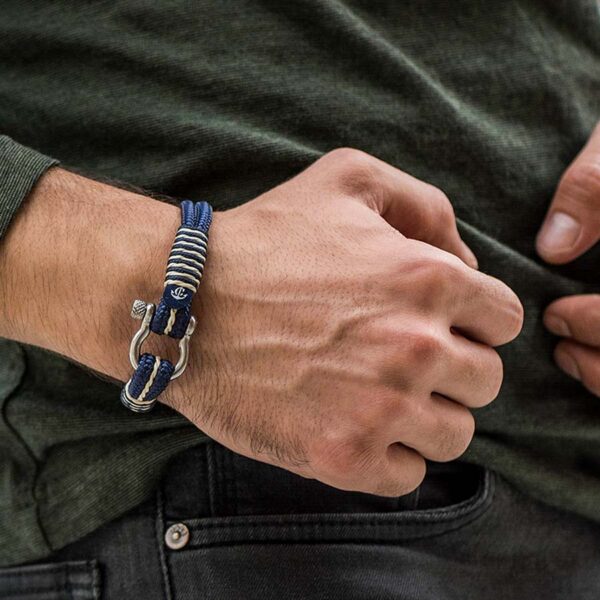 Maritimes Armband aus Segeltau, handgemacht, für Damen und Herren, mit Edelstahl Schäkel-Verschluss 4mm CNB #4068 – Bild 3