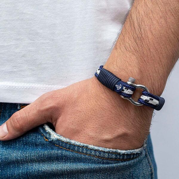 Maritimes Armband aus Segeltau, handgemacht, für Damen und Herren, mit Edelstahl Schäkel-Verschluss 4mm CNB #5011 – Bild 3