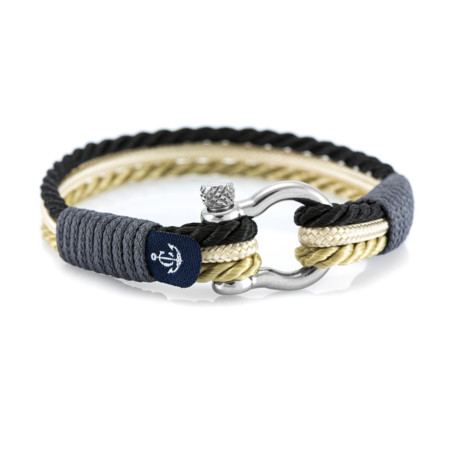 Maritimes Armband aus Segeltau, handgemacht, für Damen und Herren, mit Edelstahl Schäkel-Verschluss 4mm CNB #5078