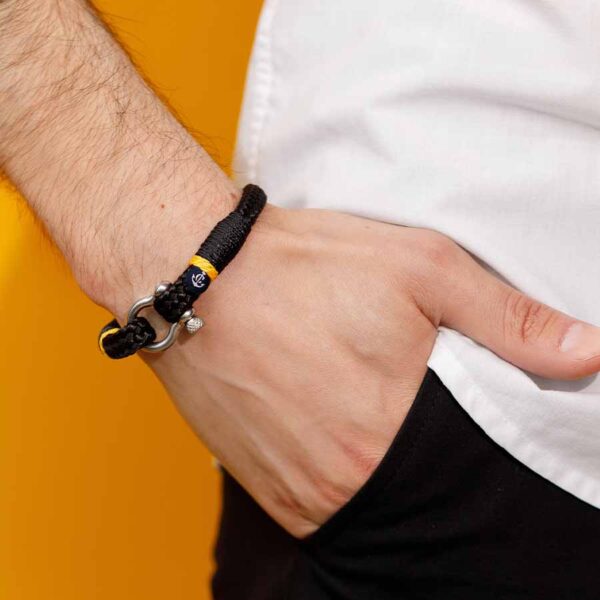 Maritimes Armband aus Segeltau, handgemacht, für Herren, mit Edelstahl Schäkel-Verschluss 4mm CNB #5113 – Bild 3