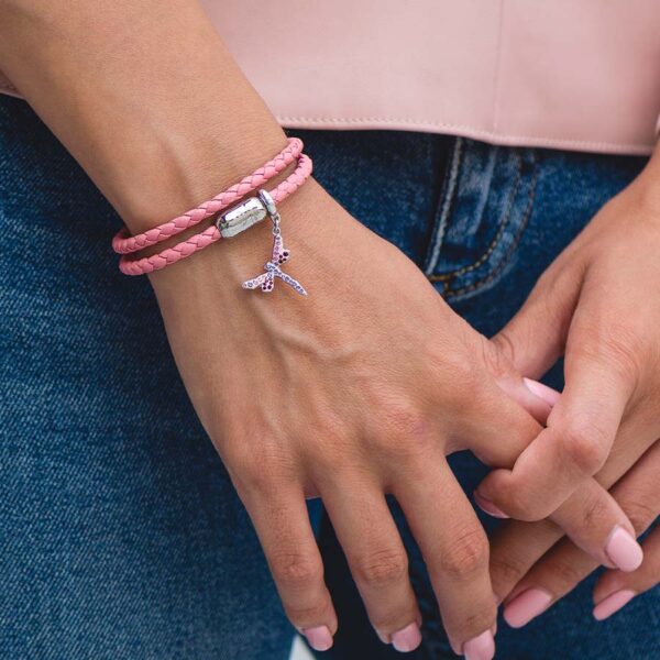 Maritimes Armband aus Leder, handgemacht, für Damen, mit Magnetverschluss aus Edelstahl und Swarovski Schmucksteine CNB #7225 – Bild 3