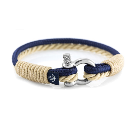 Maritimes Armband aus Segeltau, handgemacht, für Damen und Herren, mit Edelstahl Schäkel-Verschluss 3mm CNB #863