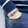 Maritimes Armband aus Segeltau, handgemacht, für Damen und Herren, mit Edelstahl Schäkel-Verschluss 3mm CNB #887