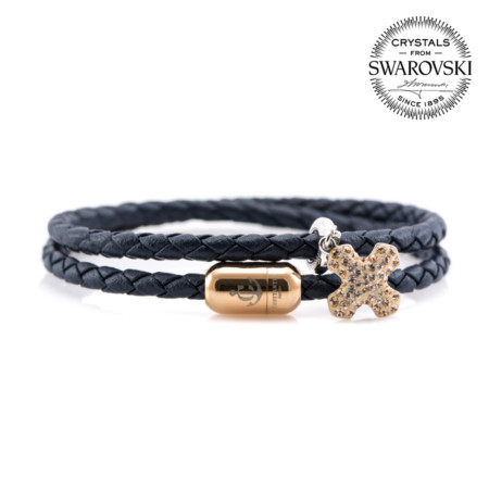 Maritimes Armband aus Leder, handgemacht, für Damen, mit Magnetverschluss aus Edelstahl und Swarovski Schmucksteine CNB #7226