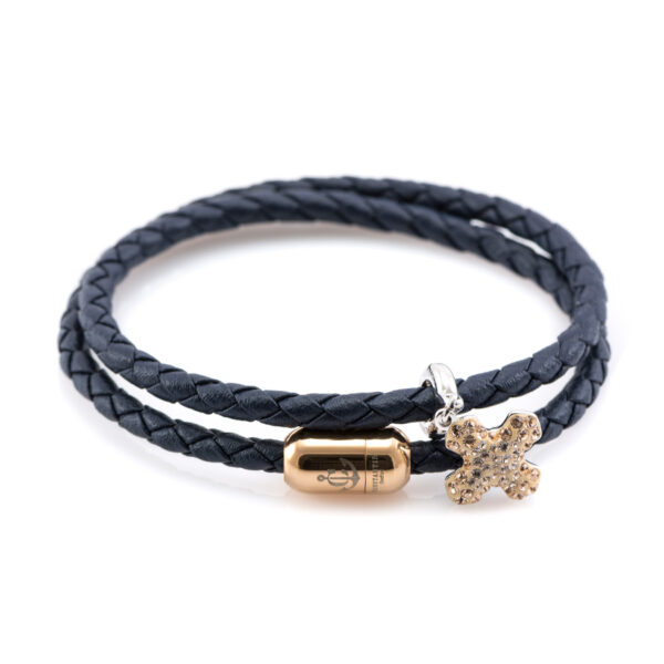 Maritimes Armband aus Leder, handgemacht, für Damen, mit Magnetverschluss aus Edelstahl und Swarovski Schmucksteine CNB #7226