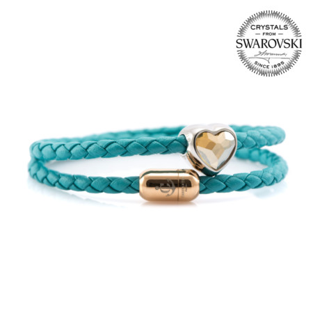 Maritimes Armband aus Leder, handgemacht, für Damen, mit Magnetverschluss aus Edelstahl und Swarovski Schmucksteine CNB #7227