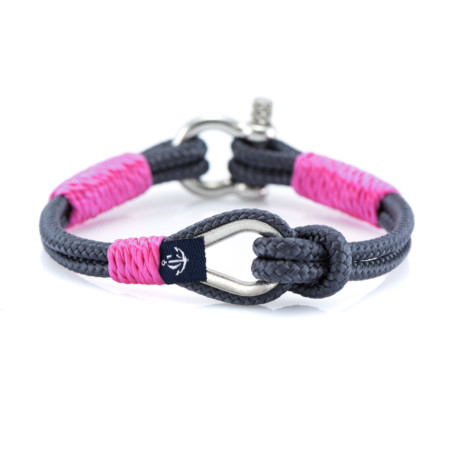 Maritimes Armband aus Segeltau, handgemacht, für Damen, mit Edelstahl Schäkel-Verschluss 3mm CNB #729