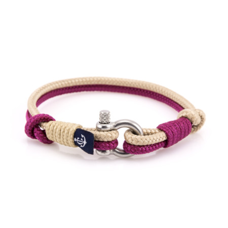 Maritimes Armband aus Segeltau, handgemacht, für Damen, mit Edelstahl Schäkel-Verschluss 3mm CNB #818