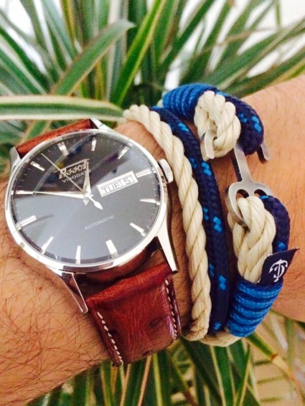 Maritimes Armband aus Segeltau, handgemacht, für Damen und Herren, mit Edelstahl Ankerverschluss CNB #9019