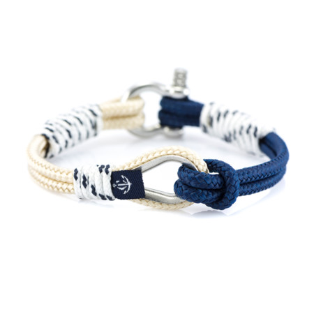 Maritimes Armband aus Segeltau, handgemacht, für Damen und Herren, mit Edelstahl Schäkel-Verschluss 3mm CNB #721