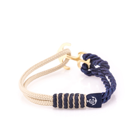 Maritimes Armband aus Segeltau, handgemacht, für Damen und Herren, mit Verschluss aus Gold 14 Karat CNA #505