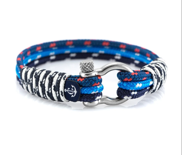 Maritimes Armband aus Segeltau, handgemacht, für Herren und Damen, mit Edelstahl Schäkel-Verschluss 4mm CNB#5024 – Bild 1