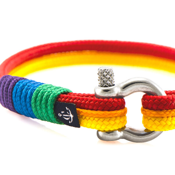 Maritimes Armband aus Segeltau - Pride, handgemacht, für Damen und Herren, mit Edelstahl Schäkel-Verschluss 3mm CNB #0812 – Bild 2