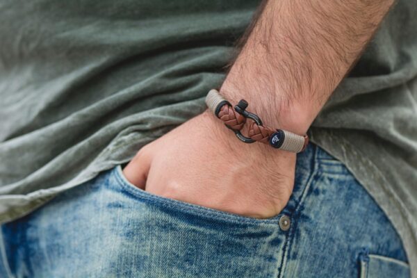 Maritimes Armband aus Leder, handgemacht, für Damen und Herren, mit Edelstahl Verschluss 4mm CNJ #10023 – Bild 4