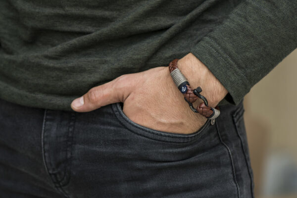 Maritimes Armband aus Leder, handgemacht, für Damen und Herren, mit Edelstahl Verschluss 4mm CNJ #10023 – Bild 3