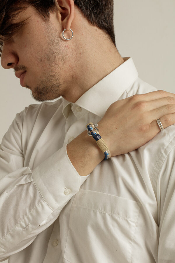 Maritimes Armband aus Segeltau, handgemacht, für Damen und Herren, mit Edelstahl Schäkel-Verschluss 4mm CNB #3104 – Bild 6