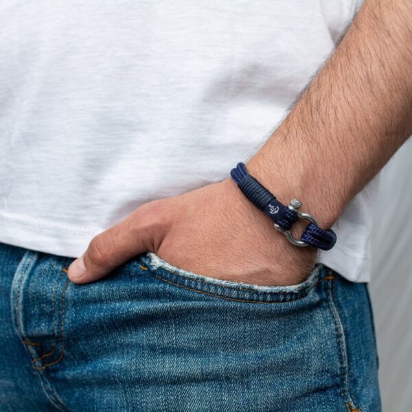 Maritimes Armband aus Segeltau, handgemacht, für Damen und Herren, mit Edelstahl Schäkel-Verschluss 4mm CNB #3118 – Bild 5