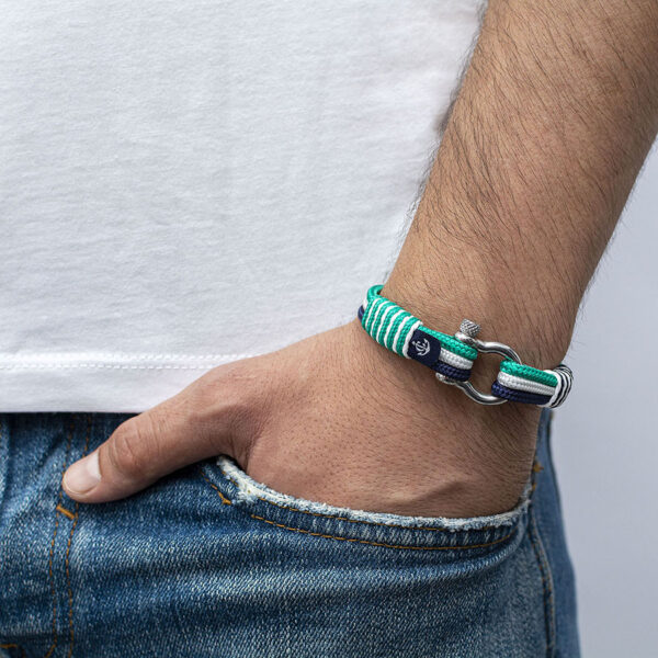 Maritimes Armband aus Segeltau, handgemacht, für Damen und Herren, mit Edelstahl Schäkel-Verschluss 4mm CNB #3121 – Bild 4