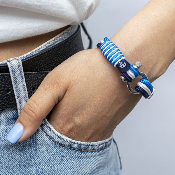 Maritimes Armband aus Segeltau, handgemacht, für Damen und Herren, mit Edelstahl Schäkel-Verschluss 4mm CNB #3124 – Bild 5