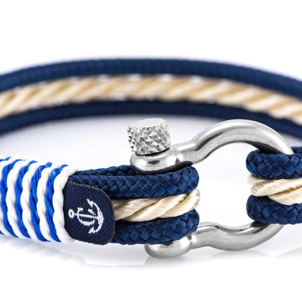 Maritimes Armband aus Segeltau, handgemacht, für Damen und Herren, mit Edelstahl Schäkel-Verschluss 4mm CNB #4058 – Bild 2
