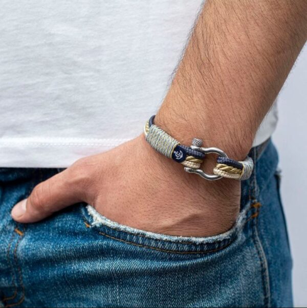 Maritimes Armband aus Segeltau, handgemacht, für Damen und Herren, mit Edelstahl Schäkel-Verschluss 4mm CNB #4063 – Bild 3