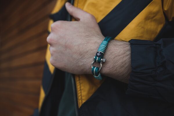 Maritimes Armband aus Segeltau, handgemacht, für Damen und Herren, mit Edelstahl Schäkel-Verschluss 4mm CNB#4066 – Bild 6