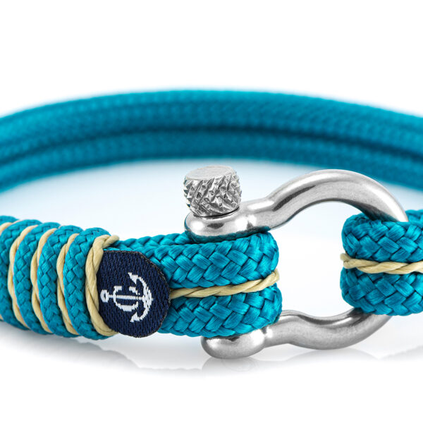 Maritimes Armband aus Segeltau, handgemacht, für Damen und Herren, mit Edelstahl Schäkel-Verschluss 4mm CNB#4066 – Bild 2