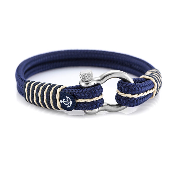 Maritimes Armband aus Segeltau, handgemacht, für Damen und Herren, mit Edelstahl Schäkel-Verschluss 4mm CNB #4068 – Bild 1
