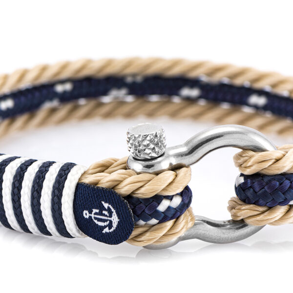 Maritimes Armband aus Segeltau, handgemacht, für Damen und Herren, mit Edelstahl Schäkel-Verschluss 4mm CNB #5006 – Bild 2
