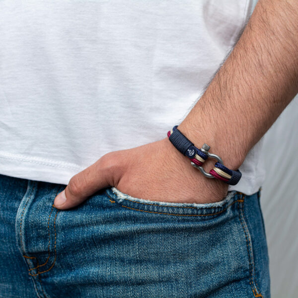 2er Set Maritime Partnerarmbänder aus Segeltau, Freundschaftsarmbänder, handgemacht, mit Edelstahl Verschluss und Swarovski Schmuckstein CND #50237135 – Bild 2