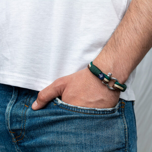 Maritimes Armband aus Segeltau, handgemacht, für Damen und Herren, mit Edelstahl Schäkel-Verschluss 4mm CNB #5029 – Bild 5