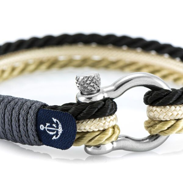 Maritimes Armband aus Segeltau, handgemacht, für Damen und Herren, mit Edelstahl Schäkel-Verschluss 4mm CNB#5078 – Bild 2