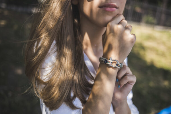 Maritimes Armband aus Segeltau, handgemacht, für Damen und Herren, mit Edelstahl Schäkel-Verschluss 4mm CNB #5099 – Bild 7