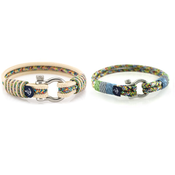 2er Set Maritime Partnerarmbänder, Freundschaftsarmbänder, aus Segeltau, handgemacht, mit Edelstahl Verschluss CND #5099816 – Bild 1