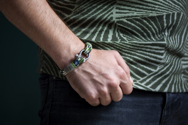 Maritimes Armband aus Segeltau, handgemacht, für Herren, mit Edelstahl Schäkel-Verschluss 4mm CNB #5111 – Bild 3