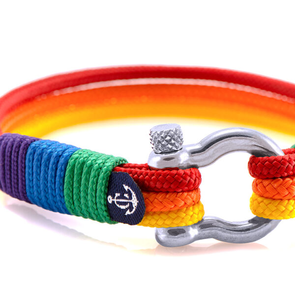 Maritimes Armband aus Segeltau - Pride, handgemacht, für Damen und Herren, mit Edelstahl Schäkel-Verschluss 4mm CNB #5151 – Bild 2