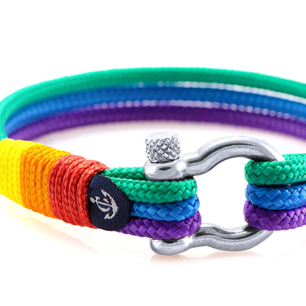 Maritimes Armband aus Segeltau - Pride, handgemacht, für Damen und Herren, mit Edelstahl Schäkel-Verschluss 4mm CNB #5152 – Bild 2