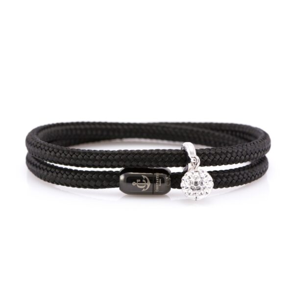 Maritimes Armband aus Segeltau, handgemacht, für Damen, mit Edelstahl Magnetverschluss und Swarovski Schmuckstein CNB#7164 – Bild 1